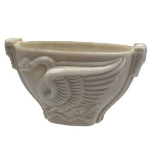 Macbeth Evans Glass Company Vintage USA Swan Relief Art Deco Milk Glass Bowl